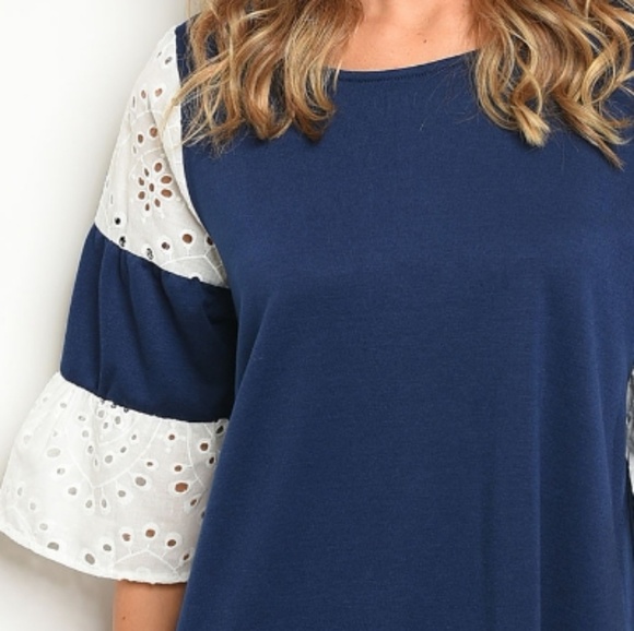 Navy Bell Sleeve Blouse - Picture 4 of 7